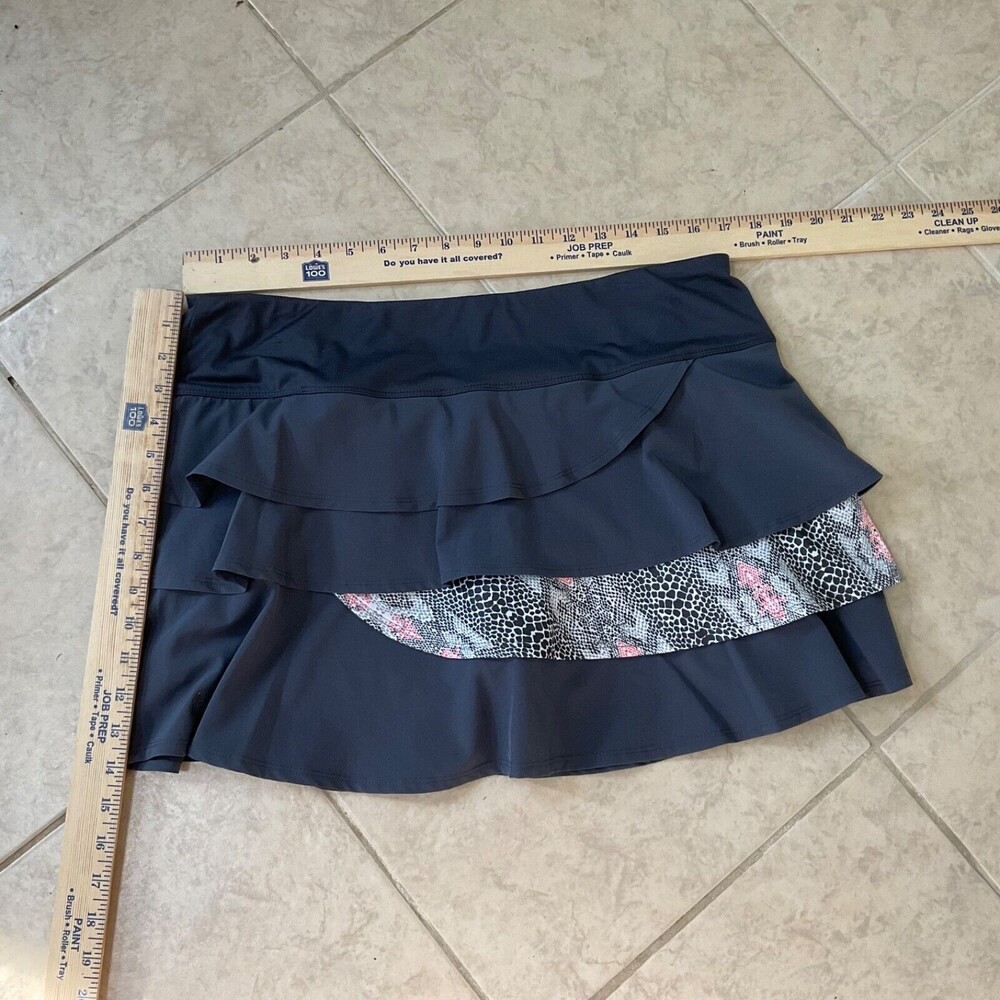 Bolle Women’s gray animal print  Bolle tiered ruffle  Skirt Skort XL - Picture 6 of 9